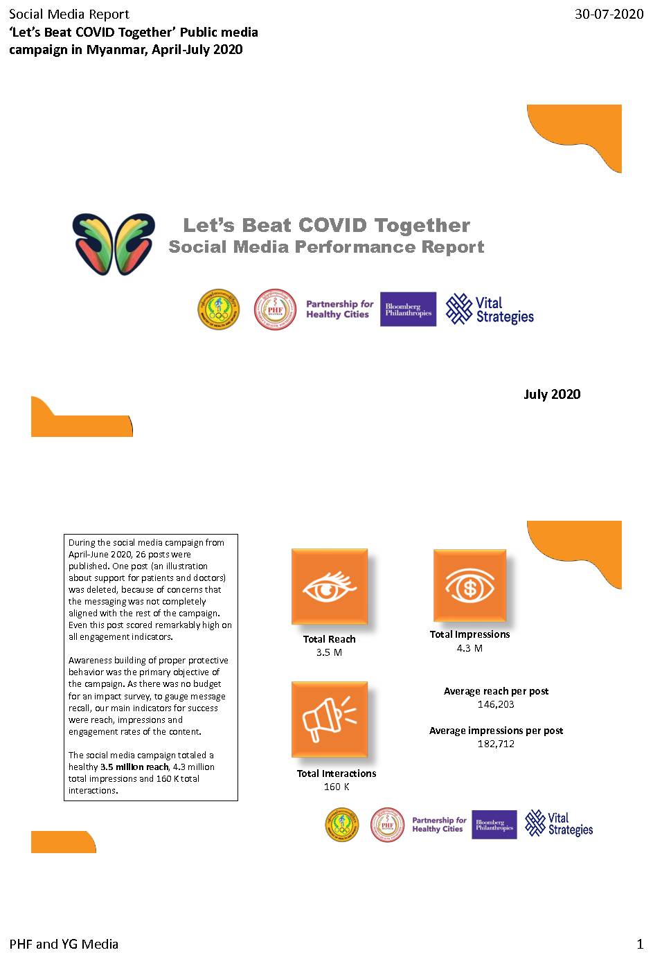 ‘Let’s Beat COVID Together’ Public media campaign, Social Media Report, August 2020